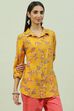 Mustard LIVA Straight Printed Shirt image number 3