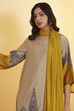 Grey Viscose Blend Straight Suit Set image number 1