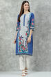 Blue Cotton Straight Printed Kurta