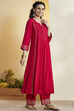 Pink Viscose Blend Solid Flared Kurta image number 4