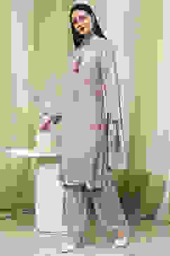 Purple Modal Blend Straight Suit Set image number 3