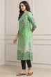 Green LIVA Straight Printed Kurta image number 2