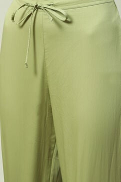 Olive Green Straight Kurta Regular Pants Suit Set image number 2