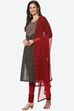 Black Cotton Unstitched Suit Set image number 6