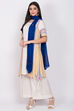 Off White Cotton A-Line Kurta Flared Palazzo Suit Set image number 2