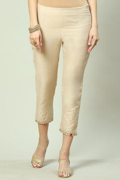 Gold Art Silk Cotton Narrow Pant image number 3
