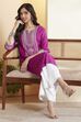 Purple Viscose Rayon Printed Straight Kurta