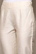 Cream Polyester Slim Yarndyed Pants