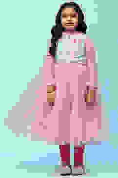 Pink Net Anarkali Kurta and Churidar Suit Set image number 7