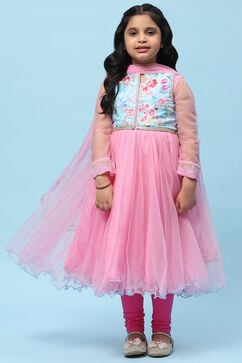 Pink Nylon Anarkali Suit Set image number 7