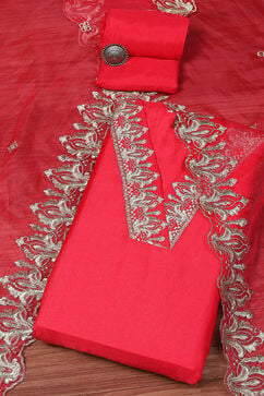 Pink Viscose Silk Unstitched Suit set image number 0