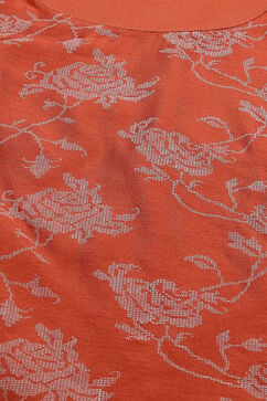 Burnt Orange Art Silk Straight Printed Kurta image number 1