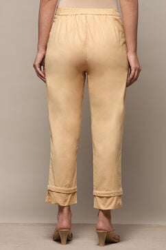 Almond Beige Cotton Flax Regular Pant image number 4