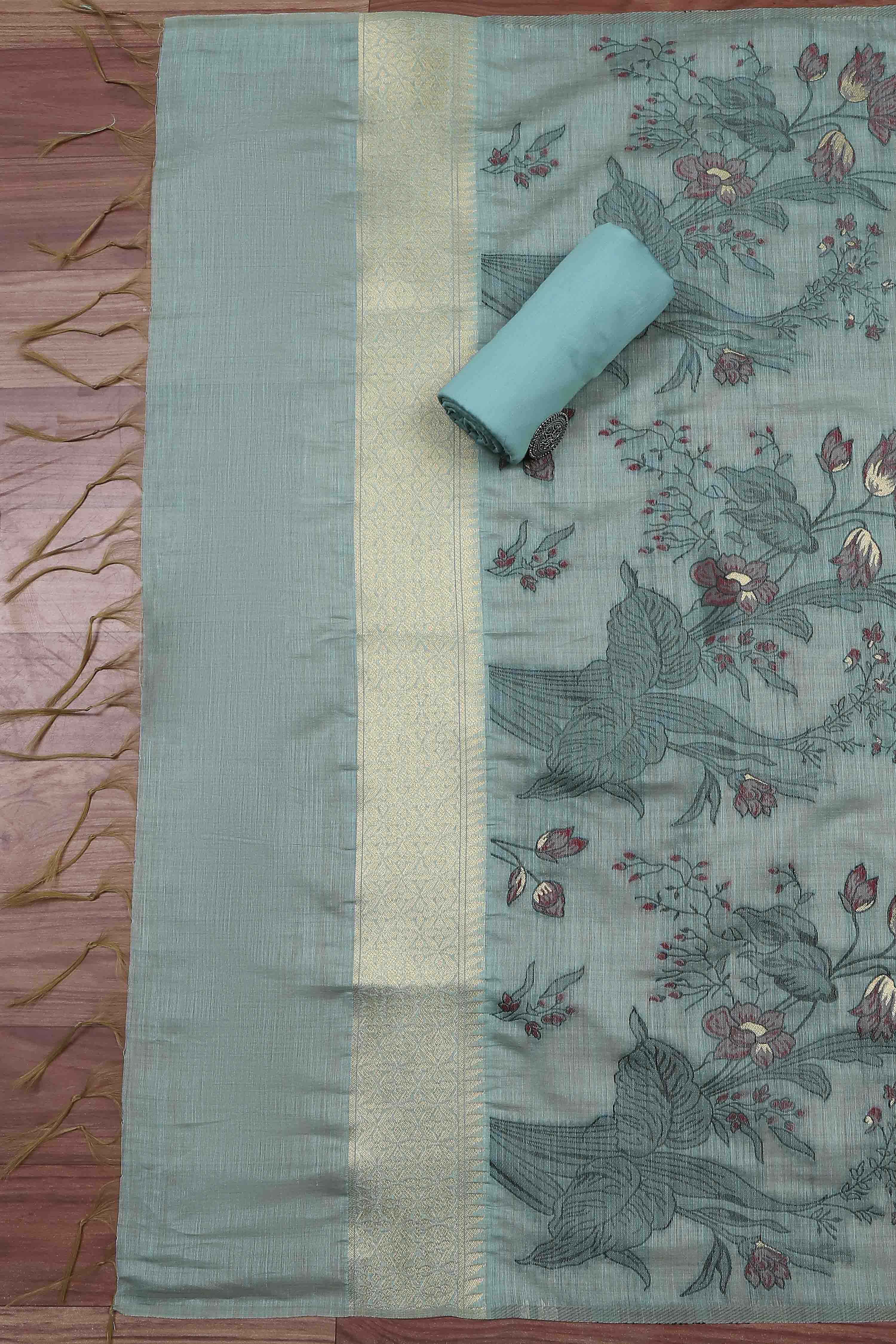 Peach Cotton Jamdani Unstitched Suit Set image number 3