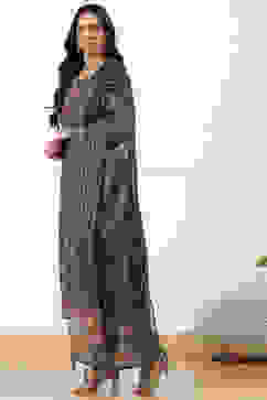 Yellow Chanderi Printed  Embroidered Unstitched Suit Set image number 5