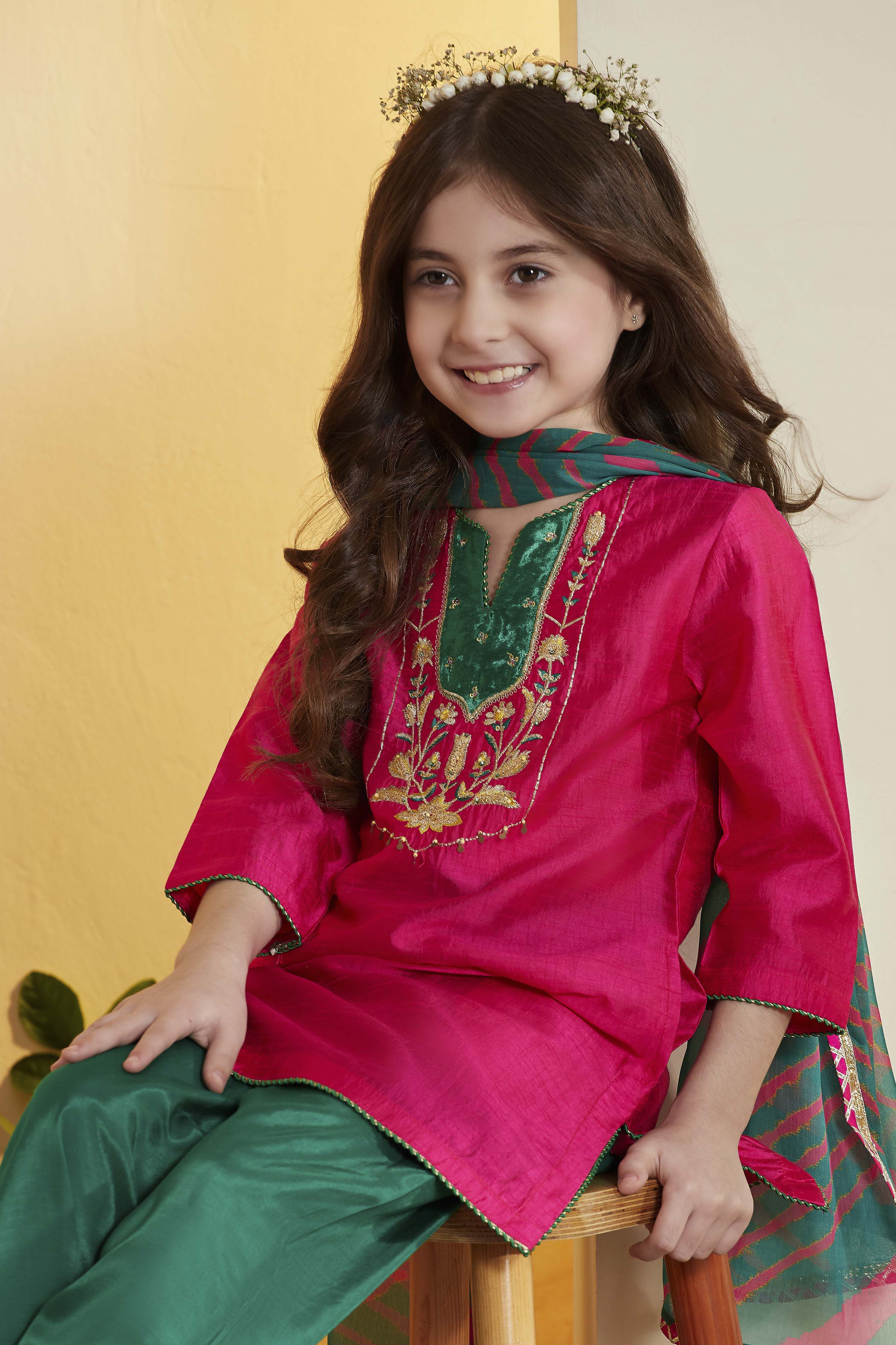 Pink Viscose Blend Straight Suit Set image number 1