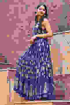 Dark Purple Polyester Tiered Dress image number 0