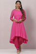 Fuschia Art Silk Asymmetric Kurta Set image number 0