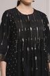 Black Silk Yarned Printed Gathered Suit Set image number 1