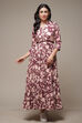 Purple Cotton Tiered Printed Dress