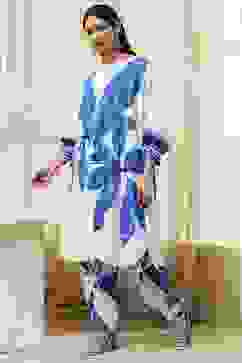 Indigo Blue and White Straight Co-ord Set image number 3