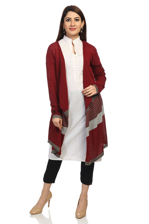 Dark Blue Cotton Front Open Printed Shrug image number 0