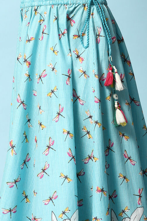 Turquoise Cotton Short Top Lehenga Set image number 2