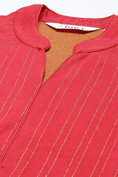 Pink Poly Metallic Straight Kurta image number 1