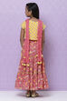Yellow And Pink Cotton Girls Lehenga Set image number 7