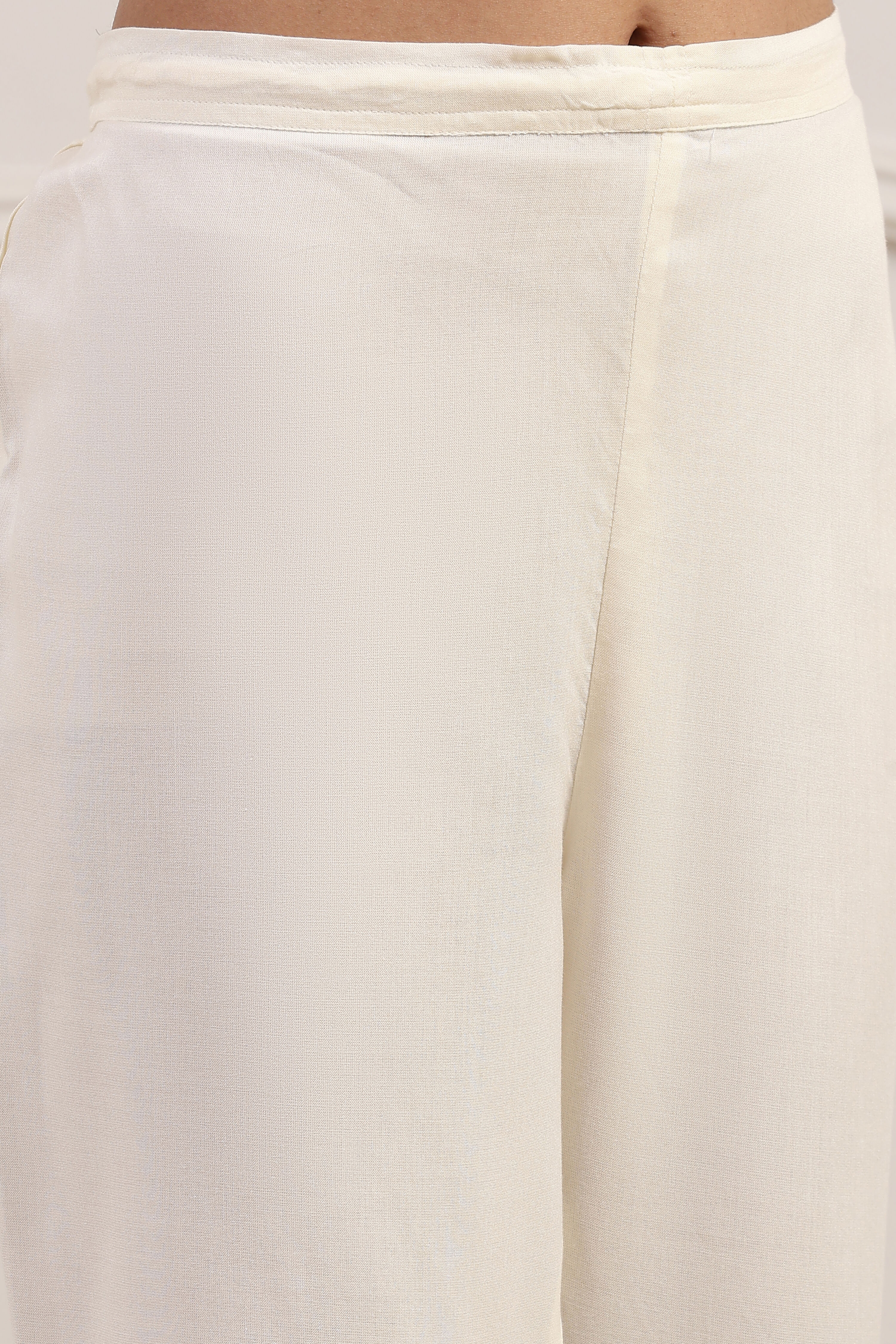 White Viscose Rayon Kalidar Suit Set image number 2