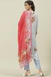 Yellow Printed Viscose A-Line Kurta Slim Pants Suit Set image number 4