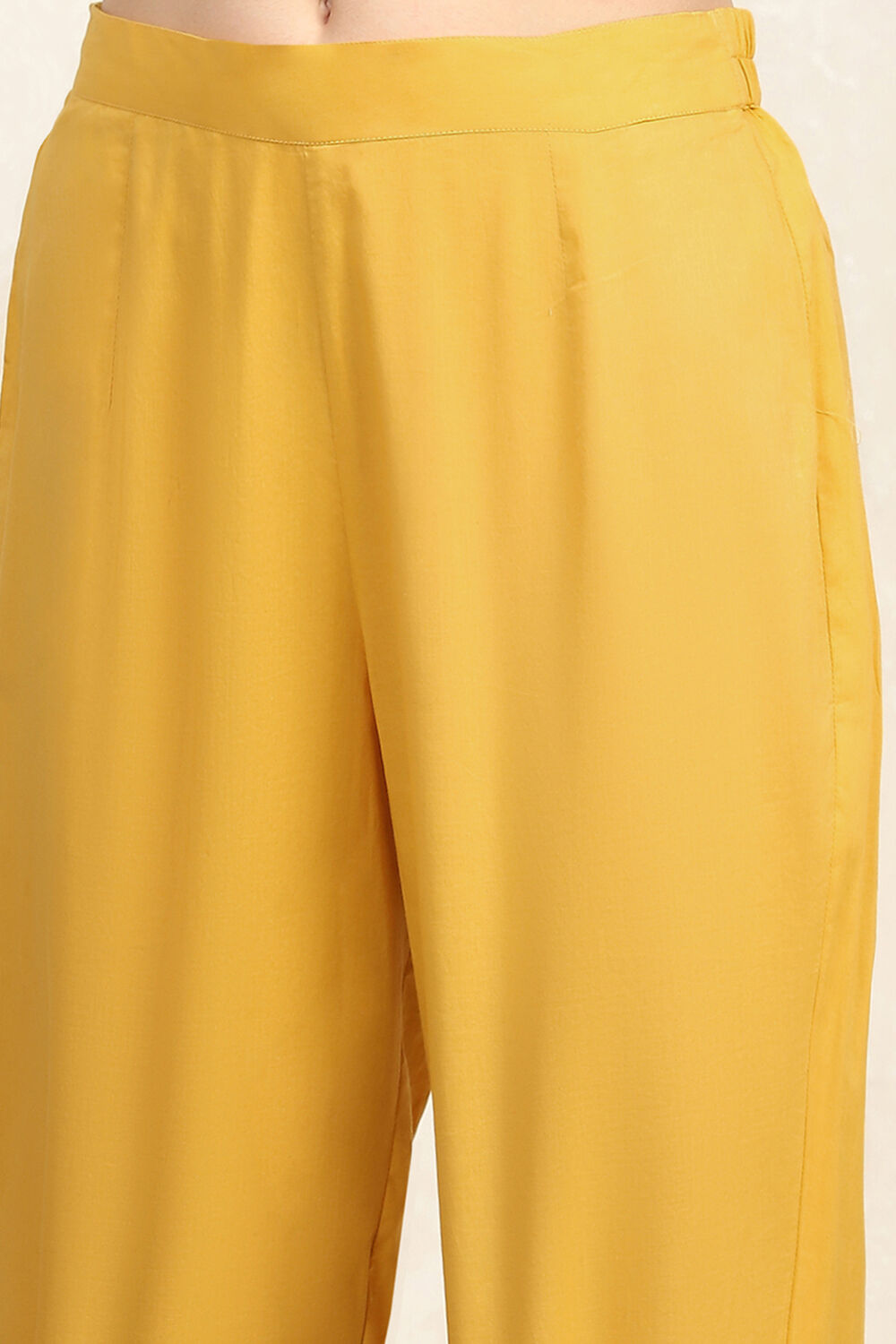 Mustard Linen Blend Digital Print Unstitched Suit Set image number 3