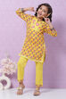 Yellow Cotton Straight Printed Kurta Set