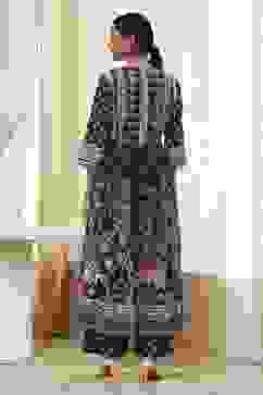 Indigo Cotton Floral Anarkali Suit Set image number 4