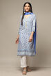 Blue Rayon Straight Kurta Pant Suit Set image number 7