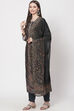 Multicolour Velvet Unstitched Suit Set image number 6