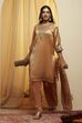 Gold Viscose Rayon Straight Suit Set