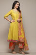 Mustard Cotton Anarkali Kurta Lehenga Set image number 6