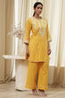 Blue Cotton Embroidered Straight Kurta Set image number 5
