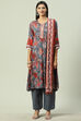 Grey LIVA A-Line Kurta Palazzo Suit Set image number 7