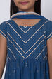 Blue Cotton Flared Kurta Churidar Suit Set image number 1