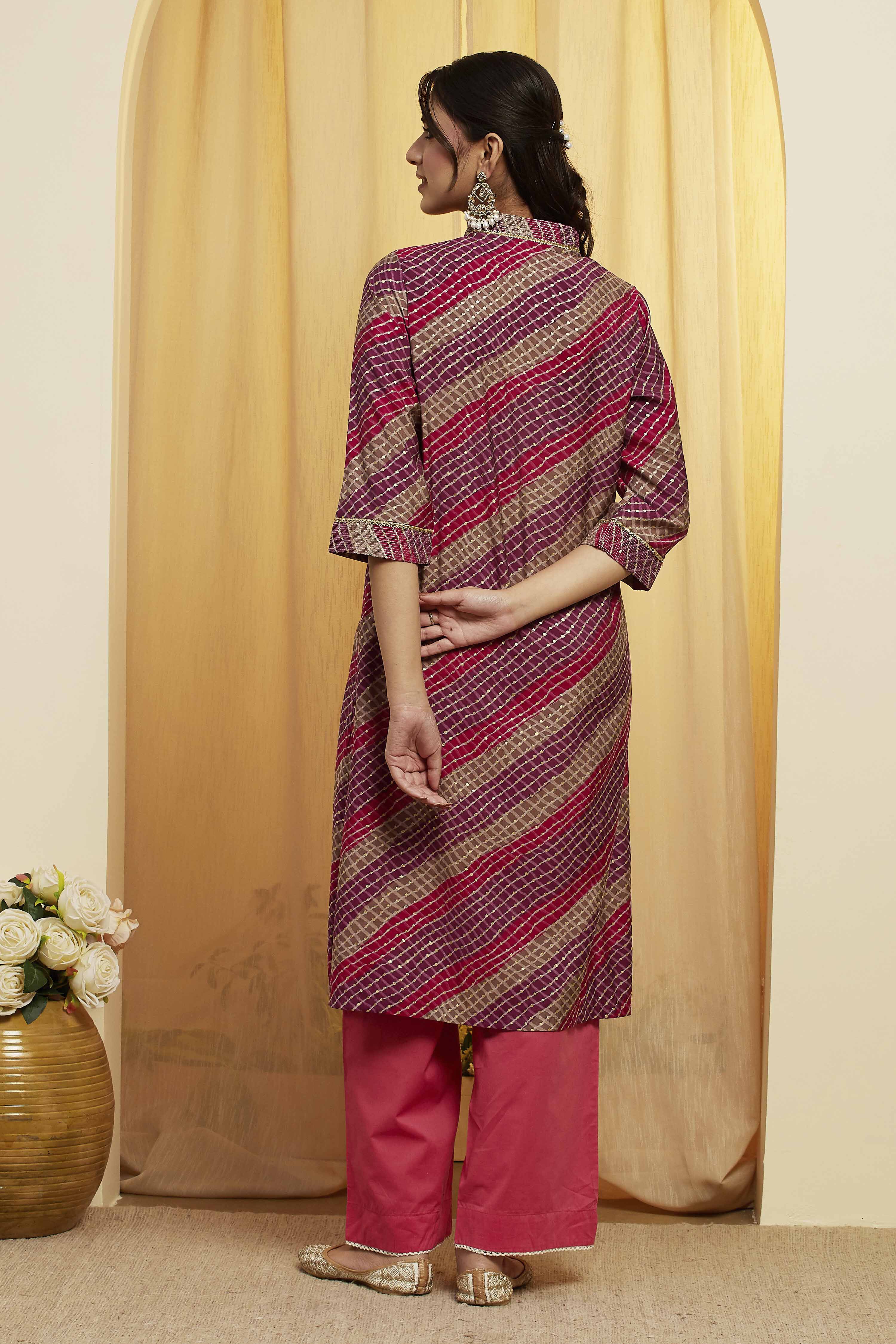 Purple Poly Viscose Straight Kurta image number 4