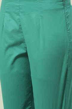 Sage Green Cotton Straight Kurta Slim Pant Suit Set image number 2