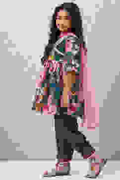 Teal Art Silk Flared Kurta Salwar Suit Set image number 5