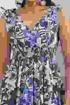 Blue Cotton Printed Kalidar Flared Dress image number 1