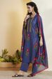 Blue Cotton Straight Suit Set image number 4