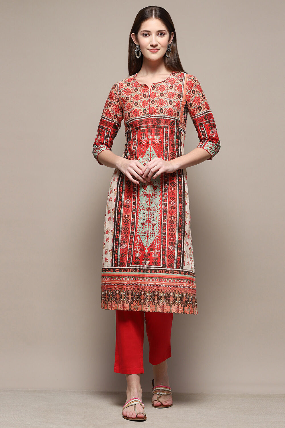 Green Cotton Straight 2 Piece Set image number 0