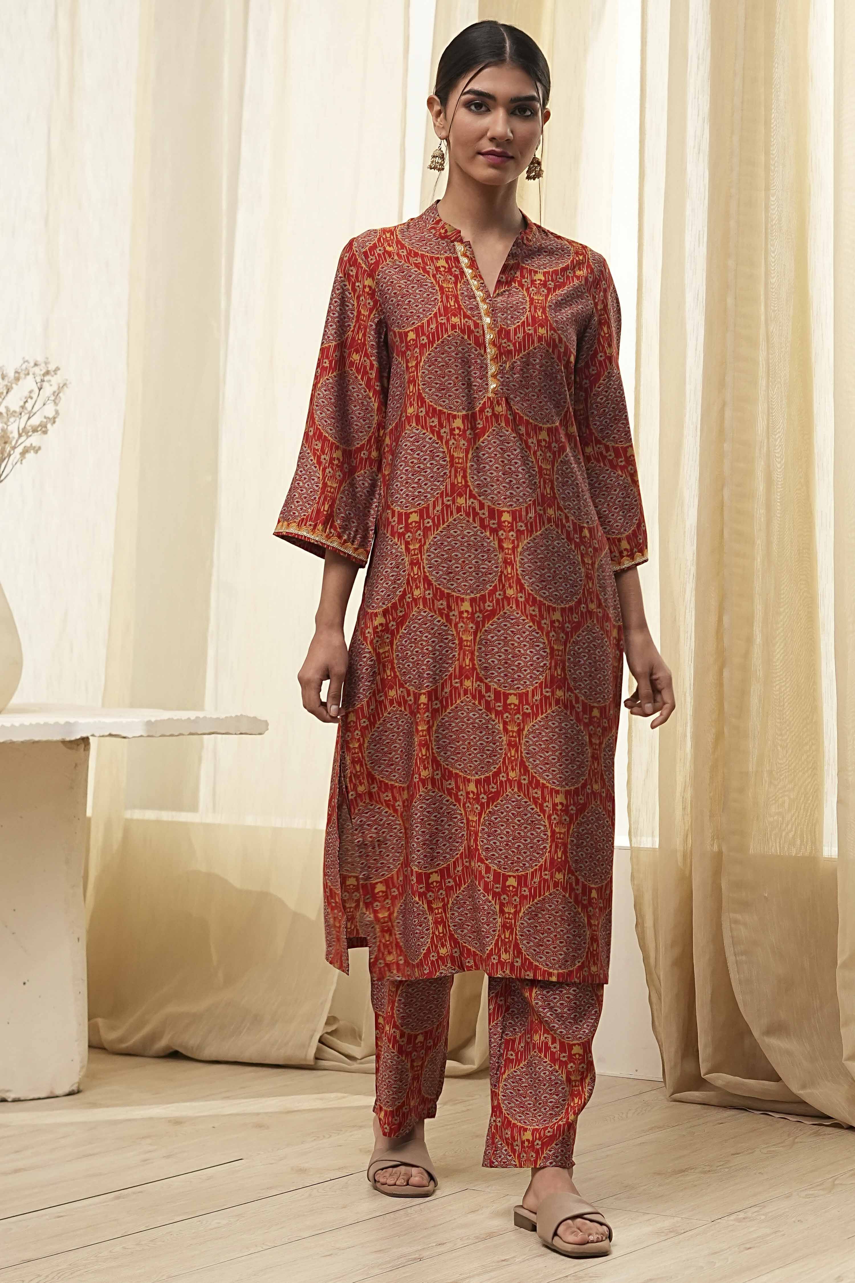 Rust Red Printed Co-ord Set image number 6