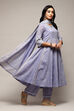 Blue Poly Cotton Anarkali Kurta Palazzo Suit Set image number 6