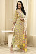 Green Cotton Screen Print Unstitched Suit Set image number 5